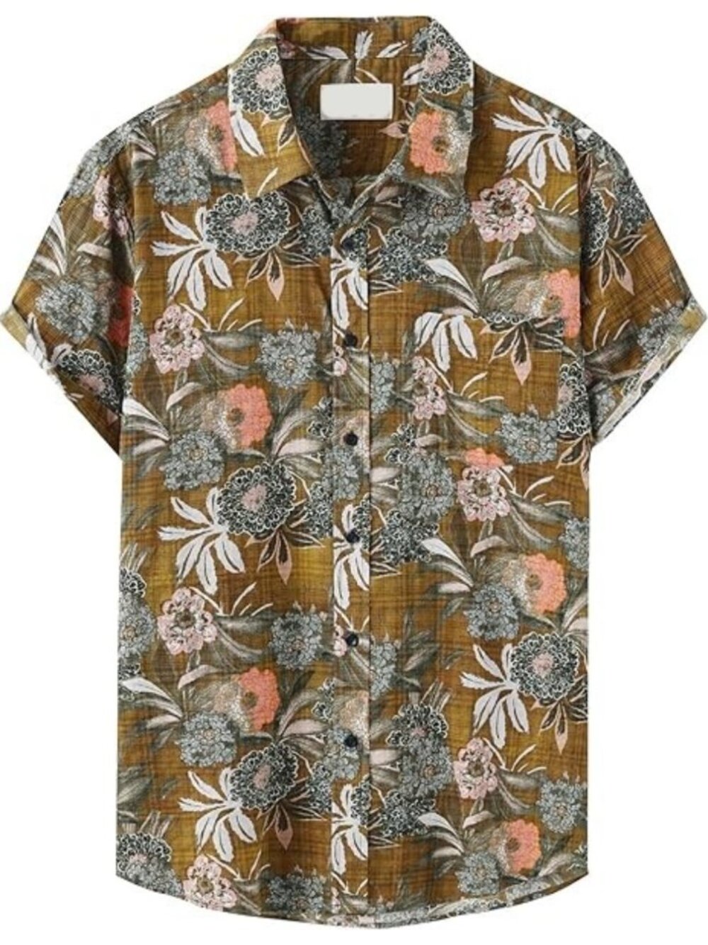 Vatpave Brown Short Sleeve Button Up Tropical Shirt sz M